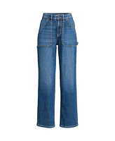 Lands' End Women's Soft Denim High Rise Utility Cargo Ankle Jeans