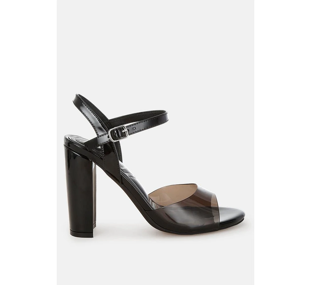 Kessel Tinted Clear Strap Block Heel Sandals