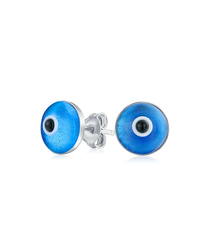 Bling Jewelry Spiritual Protection Evil Eye Stud Earrings Murano Glass Sterling Silver 9MM