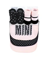 Hudson Baby Infant Girl Cotton Bib and Sock Set, Mamas Mini Dot, One Size