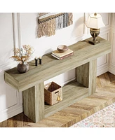 Tribesigns 63" Console Table, Farmhouse 2-Tier Entryway Table with U-Shaped Base, Narrow Long Wood Sofa Behind Couch for Living Room, Hall