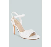 Vilasta Raffia Square Toe Stiletto Heels
