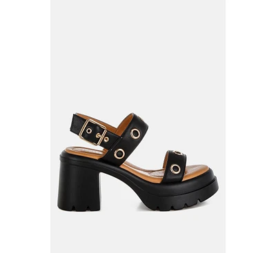 Urla Eyelet Detail Platform Heel Sandals