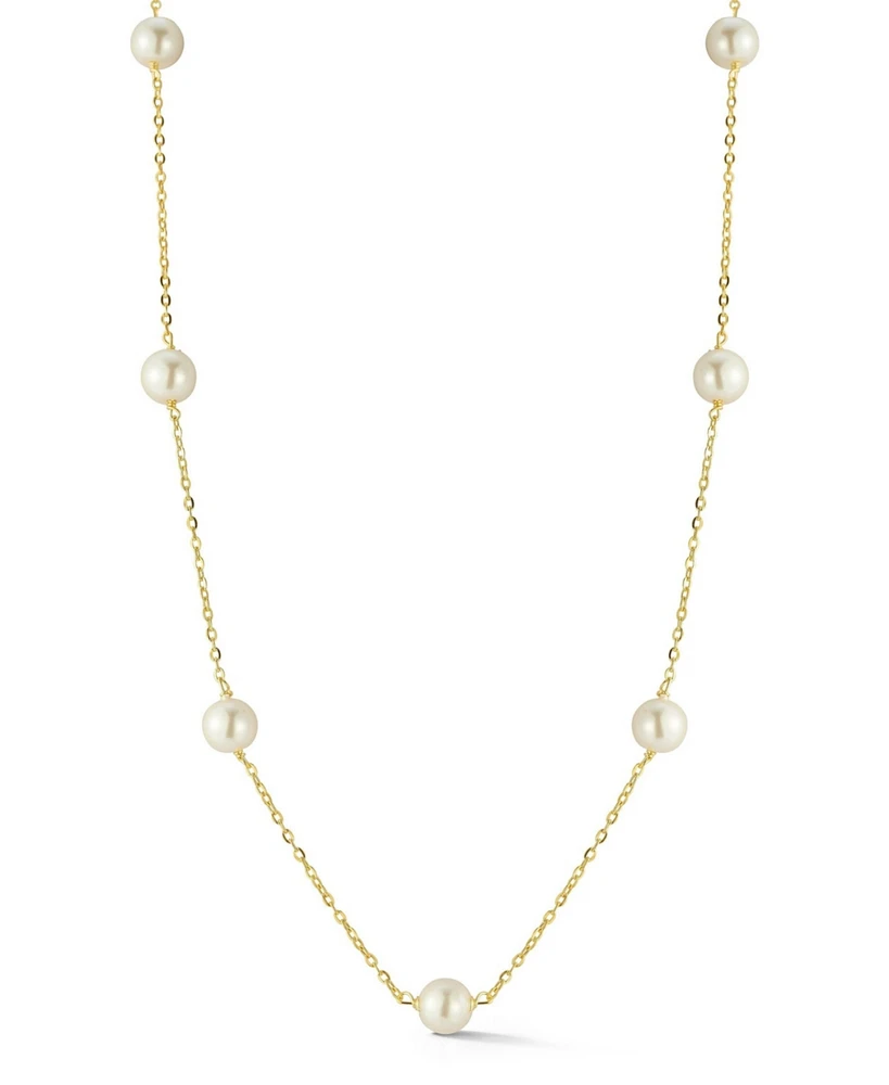 Rachel Zoe 14K Gold Plated Sterling Silver 6mm Pearl Station Necklace