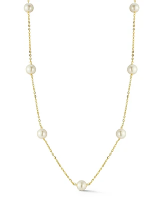 Rachel Zoe 14K Gold Plated Sterling Silver 6mm Pearl Station Necklace