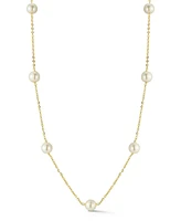 Rachel Zoe 14K Gold Plated Sterling Silver 6mm Pearl Station Necklace