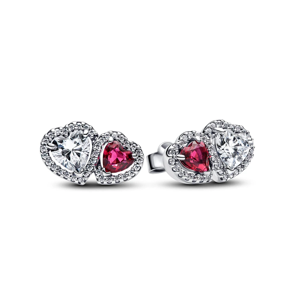 Pandora Sterling Silver Halo Hearts Stud Earrings