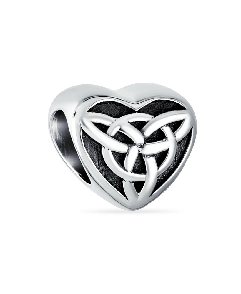 Bling Jewelry Irish Celtic Infinity Love Knot Heart Charm Bead Sterling Silver for Bracelet