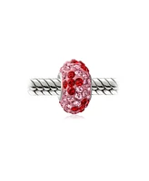 Bling Jewelry Pink Red Flower Crystal Bead Charm Spacer Sterling Silver for European Bracelet