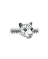 Bling Jewelry Jaguar Panther Charm Bead with Green Cz Eyes in Oxidized Sterling Silver for Bracelets