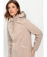 Olsen Women's Long Wind Repellant Hooded Jacket