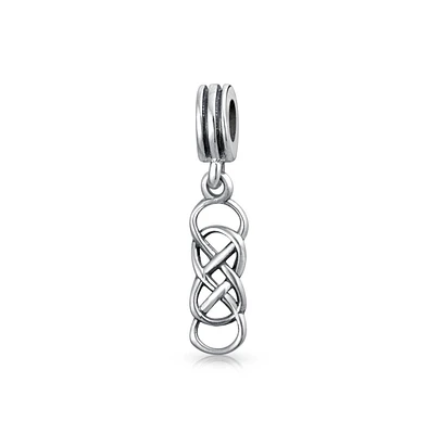 Bling Jewelry Romantic Celtic Love Knot Infinity Dangle Charm Bead Sterling Silver for Bracelet