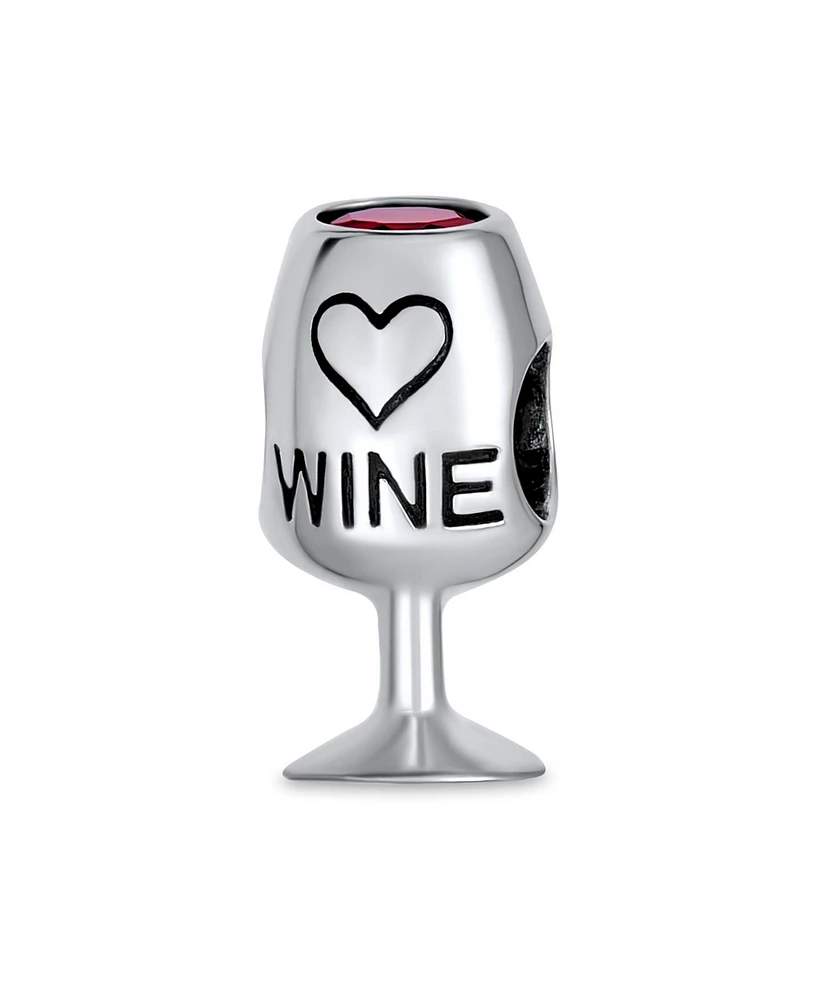Bling Jewelry Sommelier Red Wine Glass Charm Bead with Cubic Zirconia European Bracelet