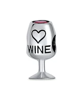 Bling Jewelry Sommelier Red Wine Glass Charm Bead with Cubic Zirconia European Bracelet