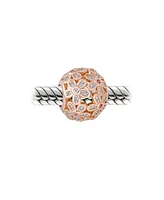 Bling Jewelry Round Clear Floral Cz Bouquet Charm Bead Rose Gold European Bracelet
