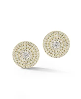 Rachel Zoe 14K Gold Plated Sterling Silver Pave Round Stud Earrings