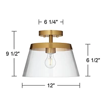 Possini Euro Everly 12" Wide Warm Brass Ceiling Light - Possini Euro Design
