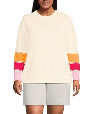 Lands' End Women's Plus Drifter Crew Neck Jersey Pull Over Sweater