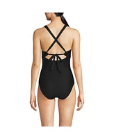 Lands' End Women's Ribbed Knot Front One Piece Swimsuit