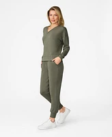 Cable & Gauge Women's Yummy V-Neck Sweatshirt and Jogger Matching Set