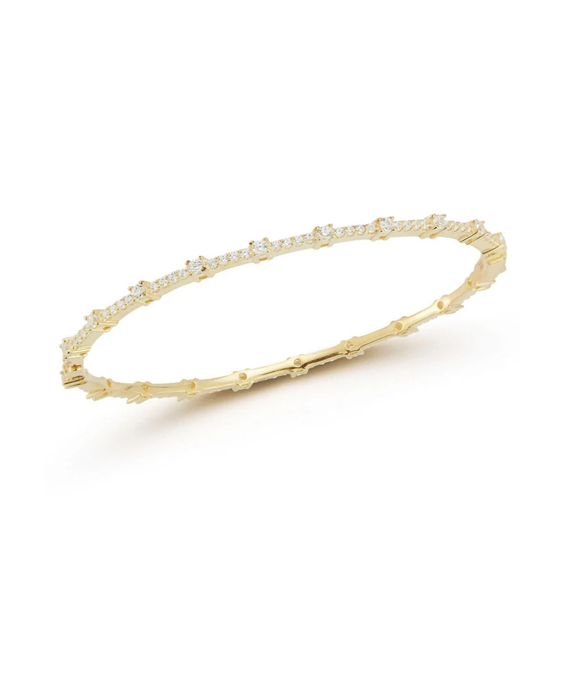 Rachel Zoe 14K Gold Plated Sterling Silver Thin Pave Bangle Bracelet