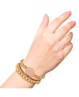 Jessica Simpson 3-Piece Beaded Stretch Bracelet Set - Gemstone & Gold-Tone Accents