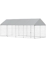 PawHut 19.7' x 7.5' x 7.9' Outdoor Dog Kennel with Roof, Secure Latch