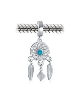 Bling Jewelry Hopes Dreams Blue Amulet Native American Dream Catcher Dangle Charm Bead Silver