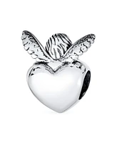 Bling Jewelry Initial Alphabet Bead Charm Fairy Angel Wings Heart Sterling Silver