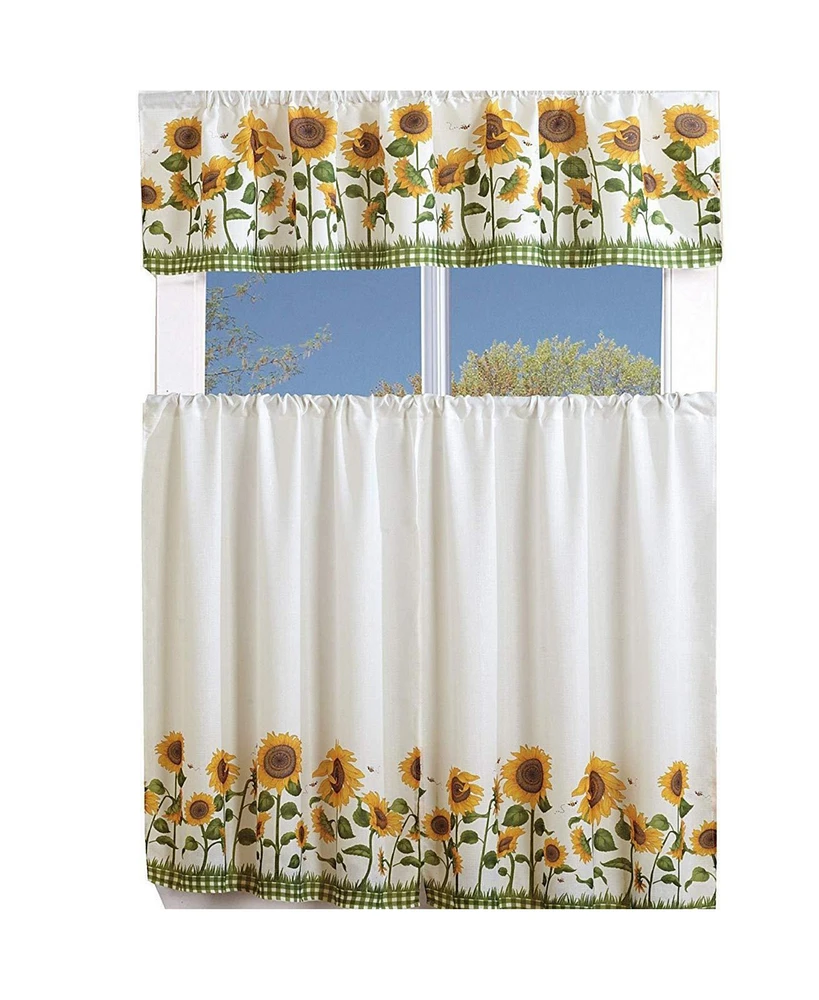 MarCielo 3 Piece Kitchen Cafe Curtain With Swag and Tier Window Curtain Set