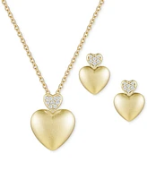 2-Pc. Set Diamond Double Heart Pendant Necklace & Matching Stud Earrings (1/10 ct. t.w.) Sterling Silver or 14k Gold-Plated