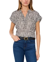 Vince Camuto Women's Printed V-Neck Cap-Sleeve Top