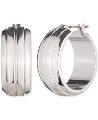 Lauren Ralph Lauren Silver-Tone Wide Small Hoop Earrings, 0.9"