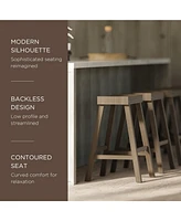 Maven Lane Vincent Wooden Rustic Aesthetic Kitchen Counter Stool, Set of 2