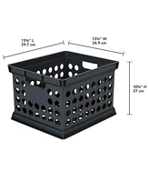 Sterilite Stackable Plastic Storage Open Crate Bin Organizer Box, Black (6 Pack)