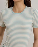 Lauren Ralph Women's Striped Stretch Cotton Crewneck Tee, Regular & Petite