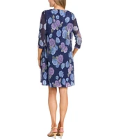 R & M Richards Petite Printed Jacket Necklace Dress Set