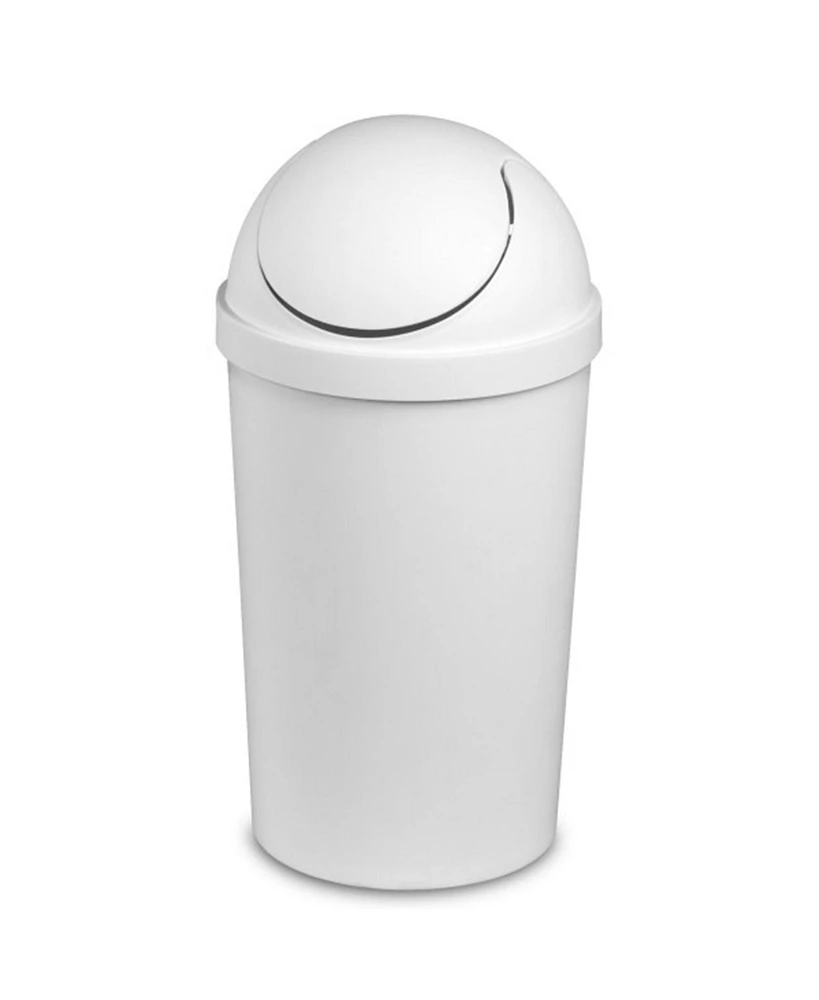 Sterilite 10838006 3 Gallon Round Swing Top Plastic Wastebasket, White (6 Pack)