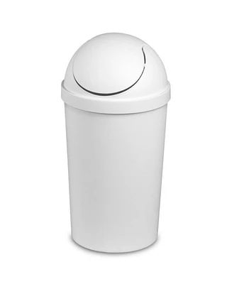 Sterilite 10838006 3 Gallon Round Swing Top Plastic Wastebasket, White (6 Pack)