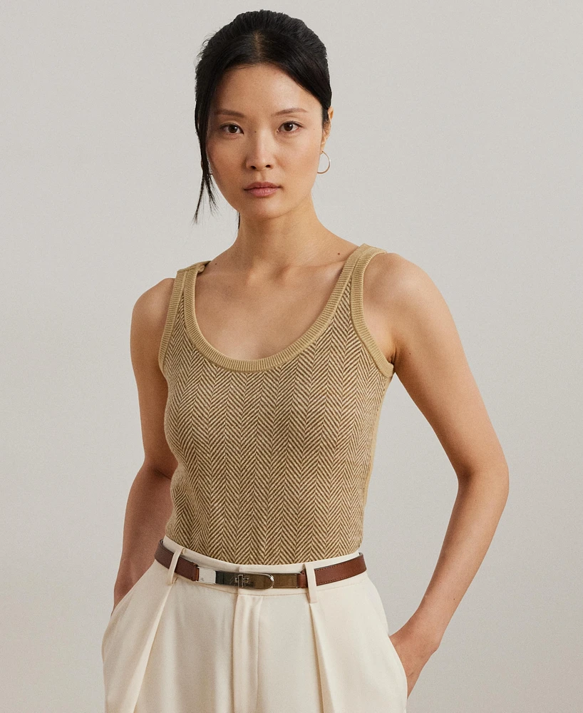 Lauren Ralph Women's Herringbone & Jersey Sweater Tank Top