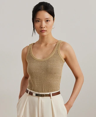 Lauren Ralph Women's Herringbone & Jersey Sweater Tank Top