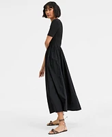 On 34th Women's Mixed-Media Short-Sleeve Midi Dress, Exclusively at Macy's