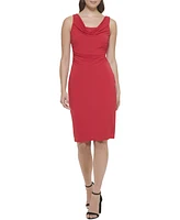 kensie Women's Cowlneck Jersey Knit Sheath Dress