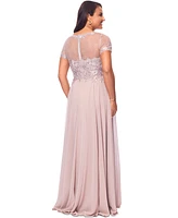 Xscape Petite Embellished Illusion-Bodice Gown