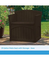 Suncast 31 Gallon Patio Seat Outdoor Storage and Bench Chair, Java | PB2600J