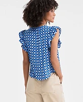 On 34th Women's Textured Sleeveless Ruffle Femme Top, Exclusively at Macy's