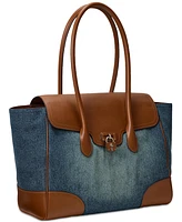 Lauren Ralph Lauren Washed Denim Extra-Large Tanner Satchel