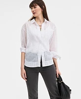 On 34th Women's Floral-Burnout Relaxed Blouse, Exclusively at Macy's