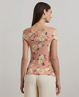 Lauren Ralph Women's Floral Twist-Front Off-the-Shoulder Top