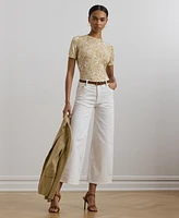 Lauren Ralph Women's Floral Cotton-Blend Short-Sleeve Sweater
